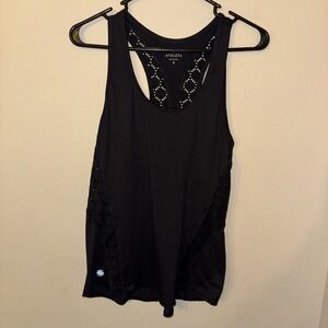 Athleta Women's Small‎ Lace Side Back Cut Out Racerback Tank Top Black Gym Yoga